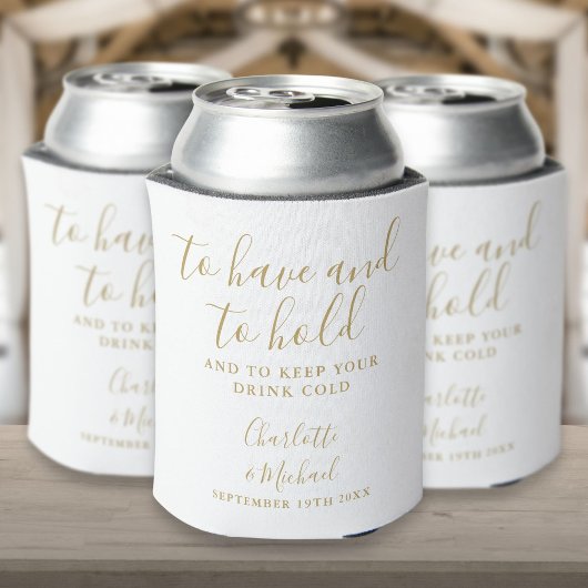 Modern Gold Signature Script Wedding Blikjeskoeler