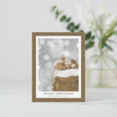 Modern Gold Snowy Merry kerst Feestdagenkaart (Staand voorkant)