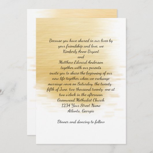 Modern Gold Splash Wedding Kaart (Voorkant / Achterkant)