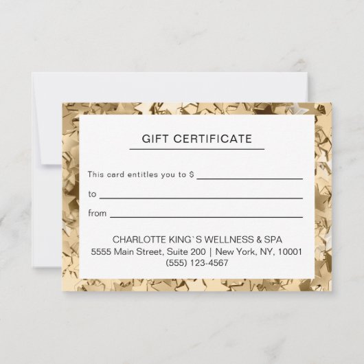 Modern Gold Stars Zakelijk Cadeaubon (Achterkant)