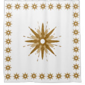 Modern Gold Starst barst met patterende rand Douchegordijn (Voorkant)