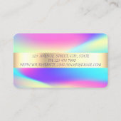 Modern, Gold Stripe, Brush Stroke Holographic Visitekaartje (Achterkant)