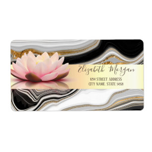 Modern Gold Stripe Lotus Gold Black marmer Etiket