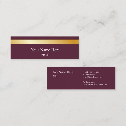 Modern Gold Striped Stylish Mini Visitekaartje (Voorkant / Achterkant)