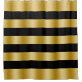 Modern Gold Stripes Black Background Throw Douchegordijn (Voorkant)