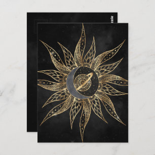 Modern Gold Sun Moon Planet Universe Mandala Briefkaart