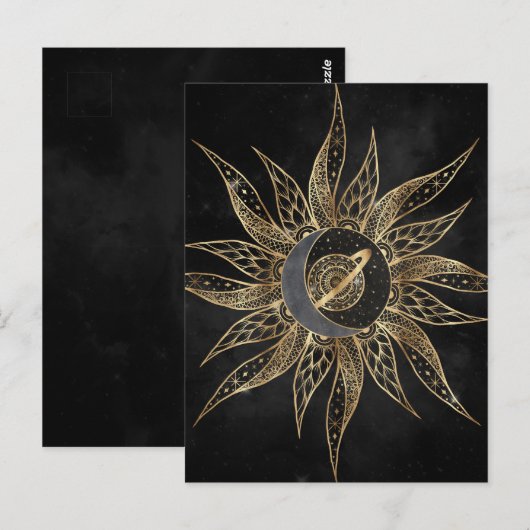 Modern Gold Sun Moon Planet Universe Mandala Briefkaart (Voorkant / Achterkant)