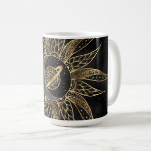 Modern Gold Sun Moon Planet Universe Mandala Koffiemok