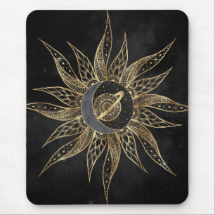 Modern Gold Sun Moon Planet Universe Mandala Muismat