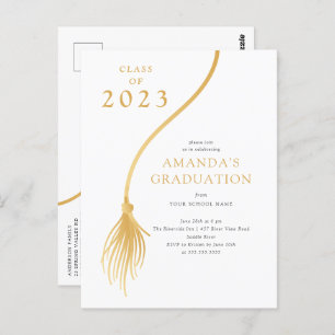 Modern Gold Tassel Graduation Party Briefkaart