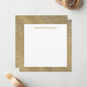 Modern Gold Texture Border Personalized Name Notitiekaartje (Voorkant / Achterkant in situ)