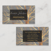 Modern Gold Tree Silhouette Minimaal grijs design Visitekaartje (Voorkant / Achterkant)