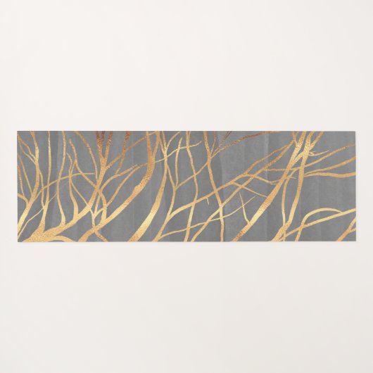Modern Gold Tree Silhouette Minimaal grijs design Yogamat (Achterkant (horizontaal))