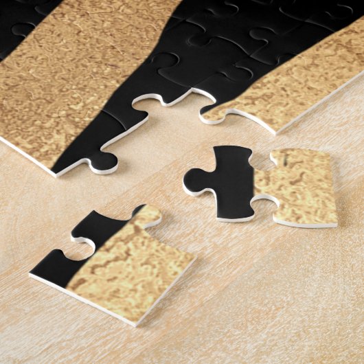 Modern Gold Tree Silhouette Minimaal zwart ontwerp Legpuzzel (Zijkant)