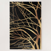 Modern Gold Tree Silhouette Minimaal zwart ontwerp Legpuzzel (Verticaal)