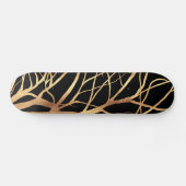 Modern Gold Tree Silhouette Minimaal zwart ontwerp Skateboard (Horizontaal)