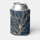 Modern Gold Tree Silhouette Minimumblauw ontwerp Blikjeskoeler (Blikje Achterkant)