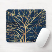 Modern Gold Tree Silhouette Minimumblauw ontwerp Muismat (Met muis)