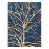Modern Gold Tree Silhouette Minimumblauw ontwerp Tafelkleed (Voorkant)