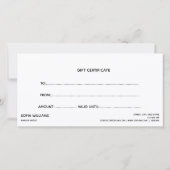 Modern Gold Typography Certificaat Gift Kaart (Achterkant)