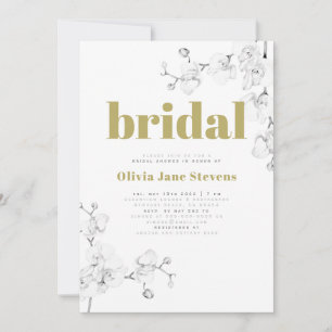 Modern Gold Typography Orchid Floral Vrijgezellenf Kaart