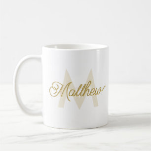 Modern Gold Typography Voeg naam en monogram Manne Koffiemok