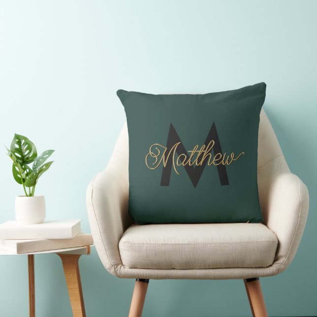 Modern Gold Typography Voeg naam en monogram Manne Kussen (Stoel)