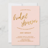 Modern Gold Waves Handschrift Blush Vrijgezellenfe Kaart (Voorkant)