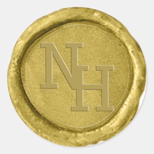 Modern Gold Wax Seal Monogram Initialen Sticker (Voorkant)