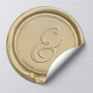 Modern Gold Wedding Ampersand Wax Seal Ronde Sticker
