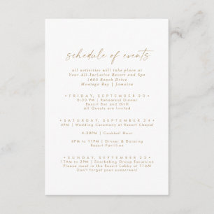 Modern Gold Wedding Weekend Planning of Events Informatiekaartje