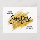 Modern Gold White Black Wedding BEWAAKT DE DATUM Aankondigingskaart (Voorkant)