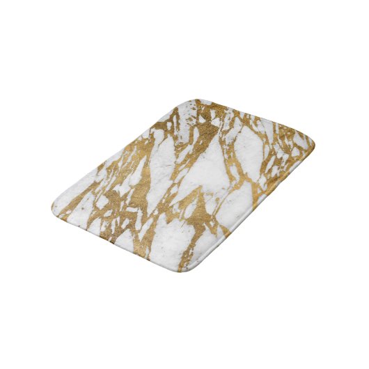 Modern Gold White Marble Stone Chic Pattern Badmat (Gekanteld)