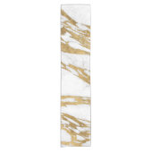 Modern Gold White Marble Stone Chic Pattern Korte Tafelloper (Voorkant)