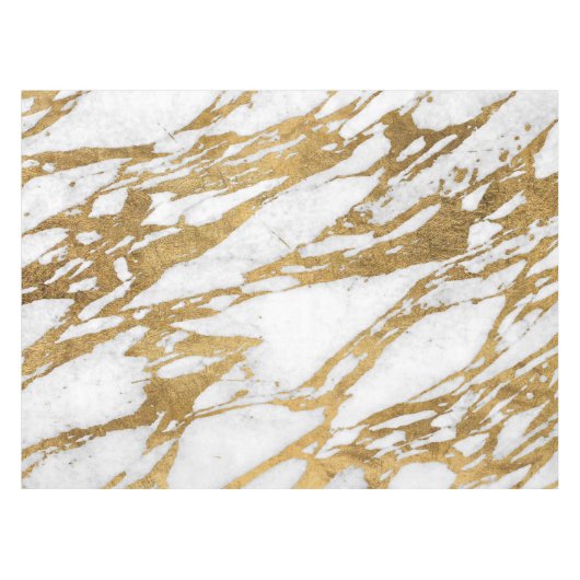 Modern Gold White Marble Stone Chic Pattern Tafelkleed (Voorkant (Horizontaal))