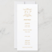Modern Gold & White Monogram Wedding Menu Card (Devant)
