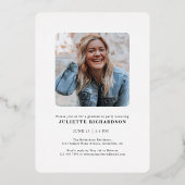 Modern Gold White Photo College Afstudeerfeest Folie Uitnodiging (Achterkant)