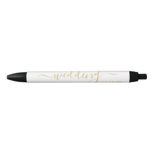 Modern Gold & White Simple Script Weddenschap Zwarte Inkt Pen