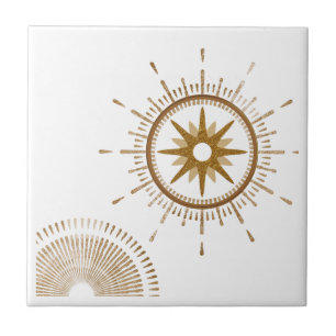 Modern Gold & White Starburst Celsius design Tegeltje