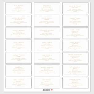 Modern Gold White Wedding Guest Address Sticker
