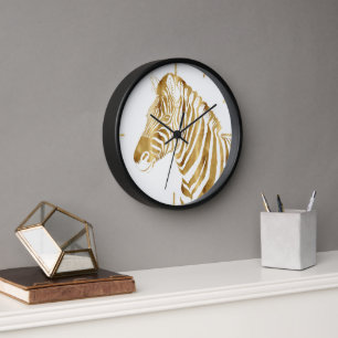 Modern Gold White Zebra Animal Safari Design