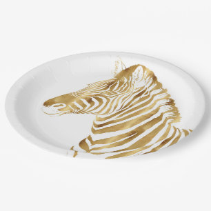 Modern Gold White Zebra Animal Safari Design Papieren Bordje