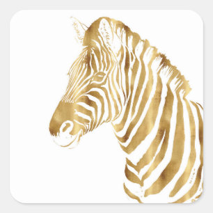 Modern Gold White Zebra Animal Safari Design Vierkante Sticker