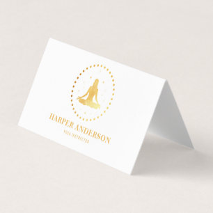 Modern Gold Yoga Instructor Professional Logo Visitekaartjes
