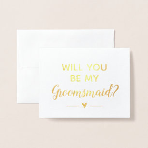 Modern Gold: You Will Be My Groomsmaid Proposal Folie Kaarten
