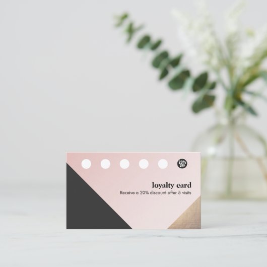 Modern Gold, zwart, roze Geometric 6 Punch Loyalty (Staand voorkant)