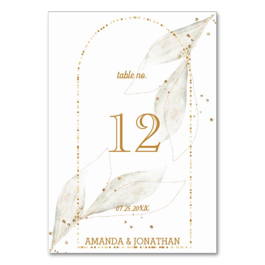 Modern Golden Arch Wedding Table Kaart Number (Voorkant)