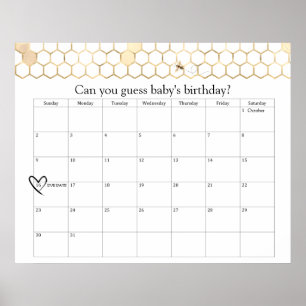 Modern Golden Bee Shower - Vervaldatum denk Poster