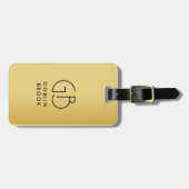 Modern Golden Black Monogram Stylish Bagagelabel (Voorkant horizontaal)