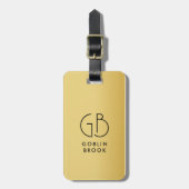Modern Golden Black Monogram Stylish Bagagelabel (Voorkant verticaal)